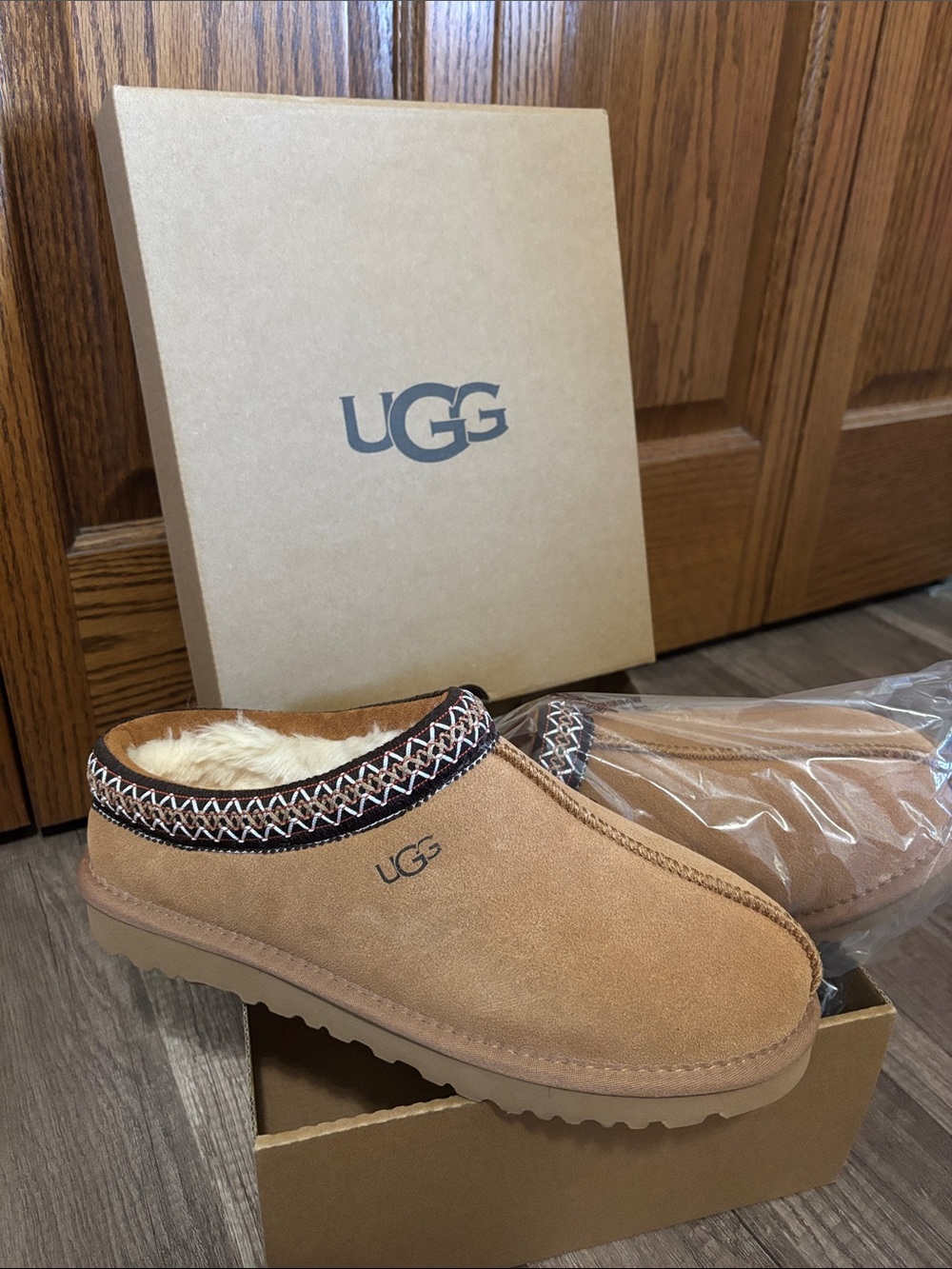 UGG Chestnut Suede Shearling Slip-On Mule